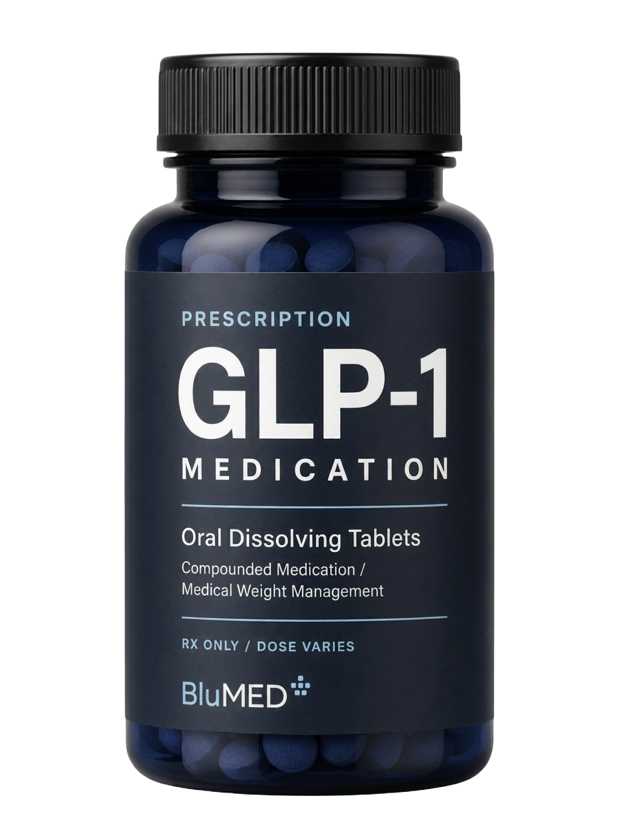 BluMED prescription GLP-1 oral dissolving tablets bottle